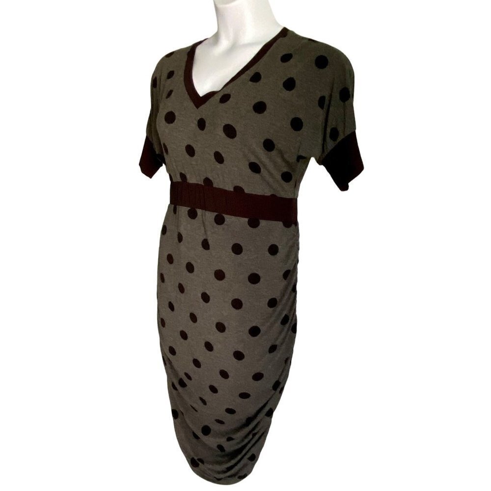 Kimi and Kai Gray Black Polka Dot Maternity Dress Medium - Picture 4 of 8